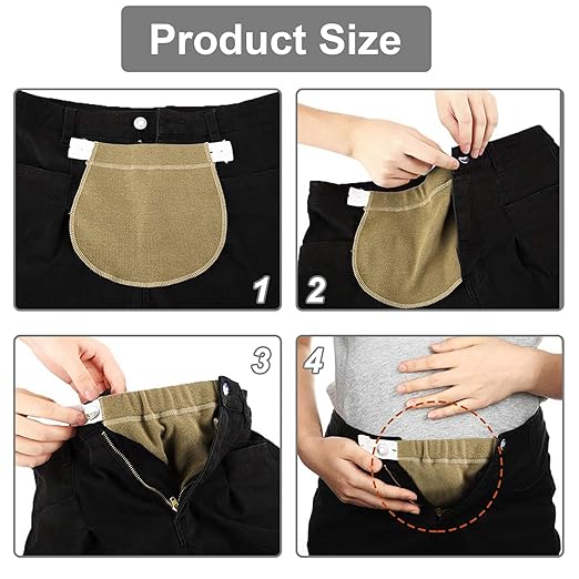 4pcs Adjustable pregnant Waistband Extenders for Jeans โ Elastic
