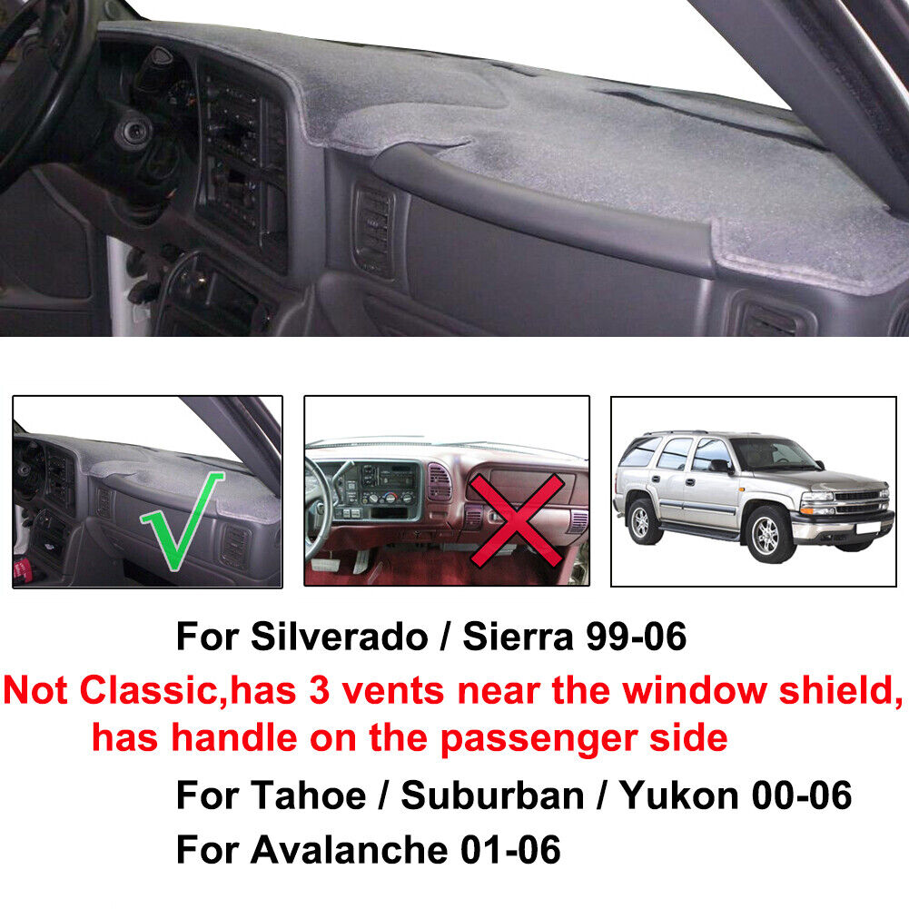 Car Dash Cover Mat Dashboard Pad for Chevy Silverado 1500 2500 Tahoe
